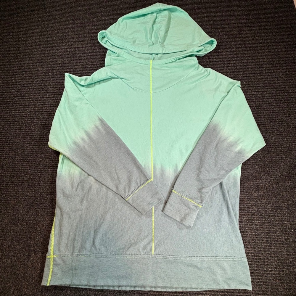The‎ North Face Womens XL Dip Dye Ombre Hoodie Mint Green Blue Neon Stitching